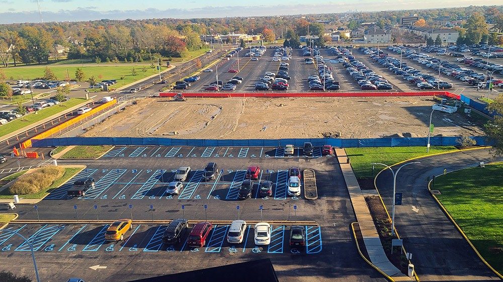 Disabled-accessible parking is currently available in the lot closest to the emergency department entrance, as seen from the hospital facing Kennerly Road.